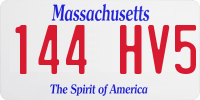 MA license plate 144HV5