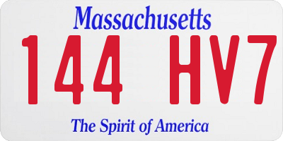MA license plate 144HV7