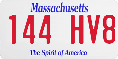 MA license plate 144HV8
