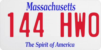 MA license plate 144HW0
