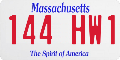 MA license plate 144HW1