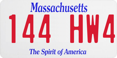 MA license plate 144HW4