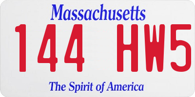 MA license plate 144HW5