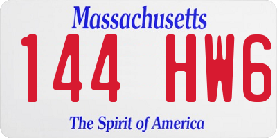 MA license plate 144HW6
