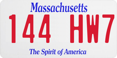 MA license plate 144HW7