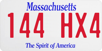 MA license plate 144HX4