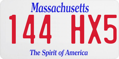 MA license plate 144HX5