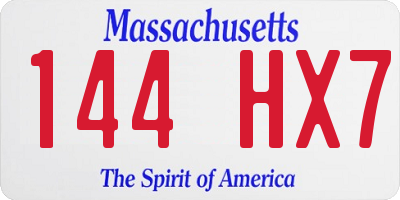 MA license plate 144HX7
