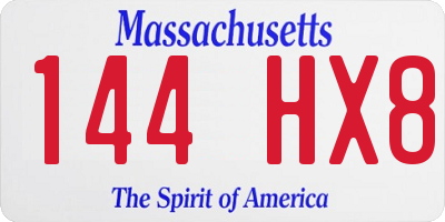 MA license plate 144HX8
