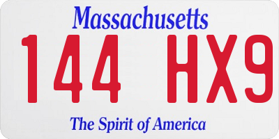MA license plate 144HX9
