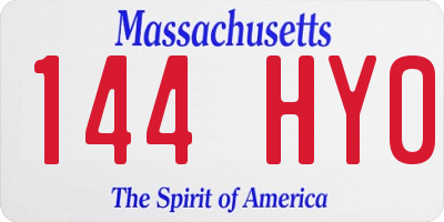 MA license plate 144HY0