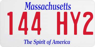 MA license plate 144HY2