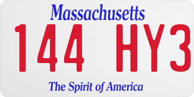 MA license plate 144HY3