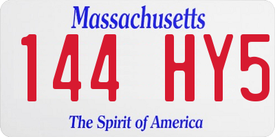 MA license plate 144HY5