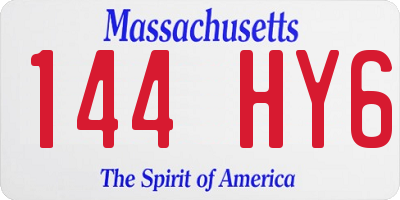 MA license plate 144HY6
