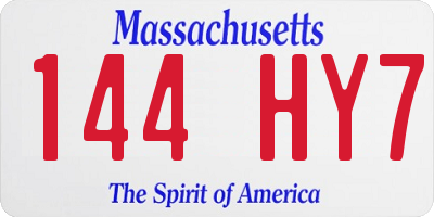 MA license plate 144HY7
