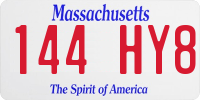 MA license plate 144HY8