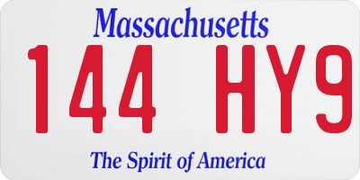 MA license plate 144HY9