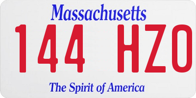 MA license plate 144HZ0