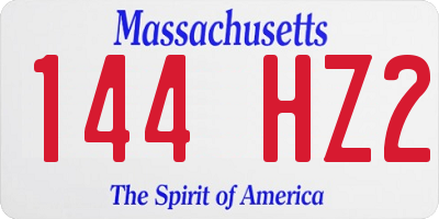 MA license plate 144HZ2
