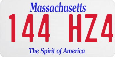MA license plate 144HZ4