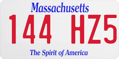 MA license plate 144HZ5