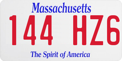 MA license plate 144HZ6