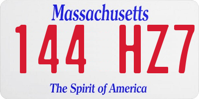MA license plate 144HZ7