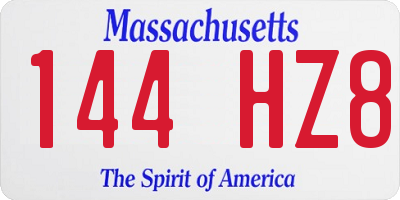 MA license plate 144HZ8