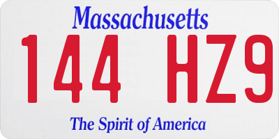 MA license plate 144HZ9