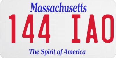 MA license plate 144IA0