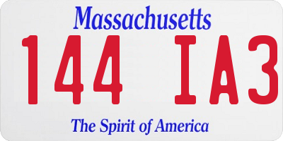 MA license plate 144IA3