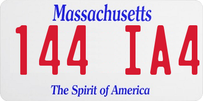 MA license plate 144IA4