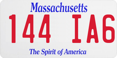 MA license plate 144IA6