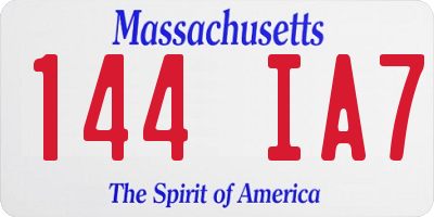 MA license plate 144IA7