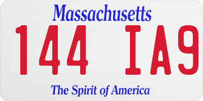 MA license plate 144IA9