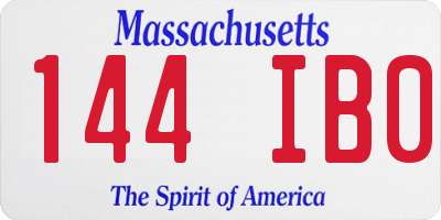 MA license plate 144IB0