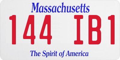 MA license plate 144IB1
