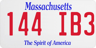 MA license plate 144IB3