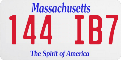MA license plate 144IB7