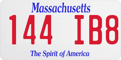 MA license plate 144IB8