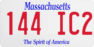 MA license plate 144IC2