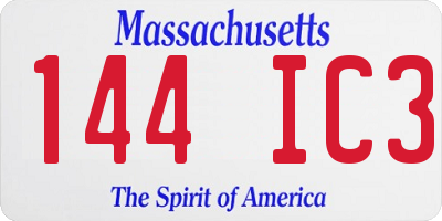MA license plate 144IC3