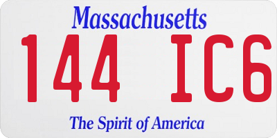 MA license plate 144IC6