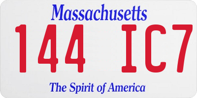 MA license plate 144IC7