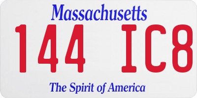 MA license plate 144IC8