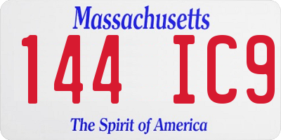 MA license plate 144IC9