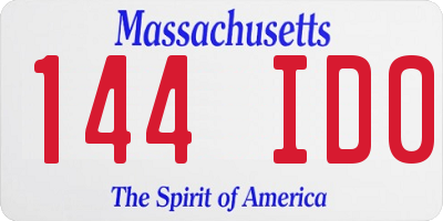 MA license plate 144ID0