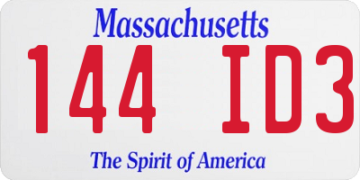 MA license plate 144ID3