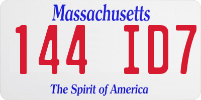 MA license plate 144ID7